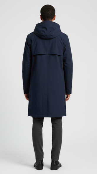 Modern Unisex Navy Rain Parka