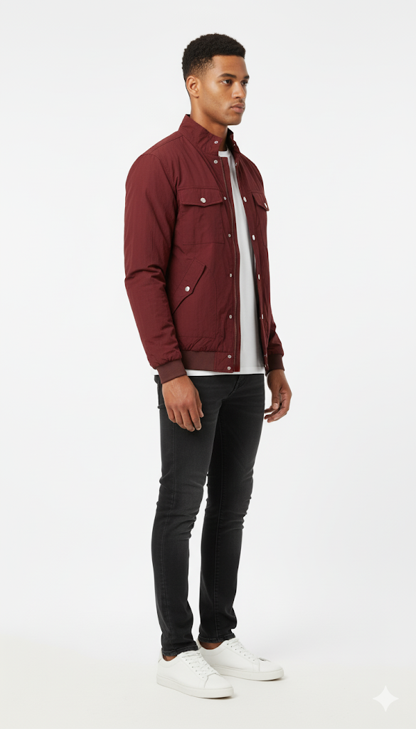 Maroon Utility Bomber Jacket