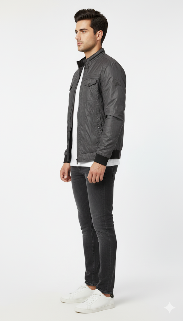 Charcoal Quilted Field Jacket