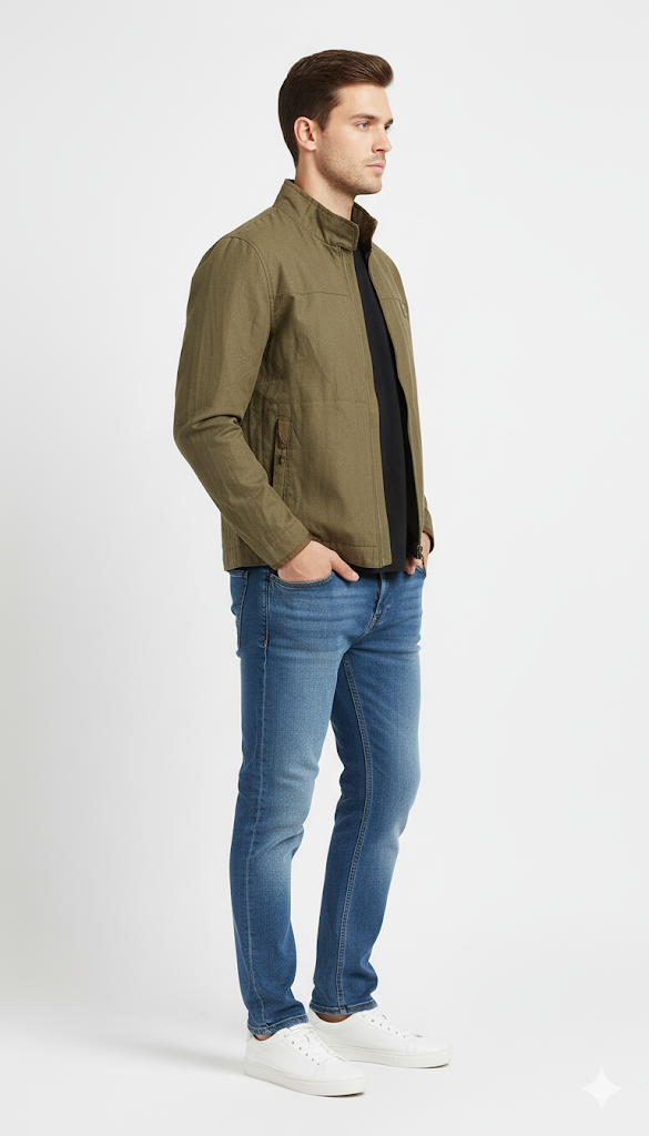 Olive Quilted Harrington Jacket