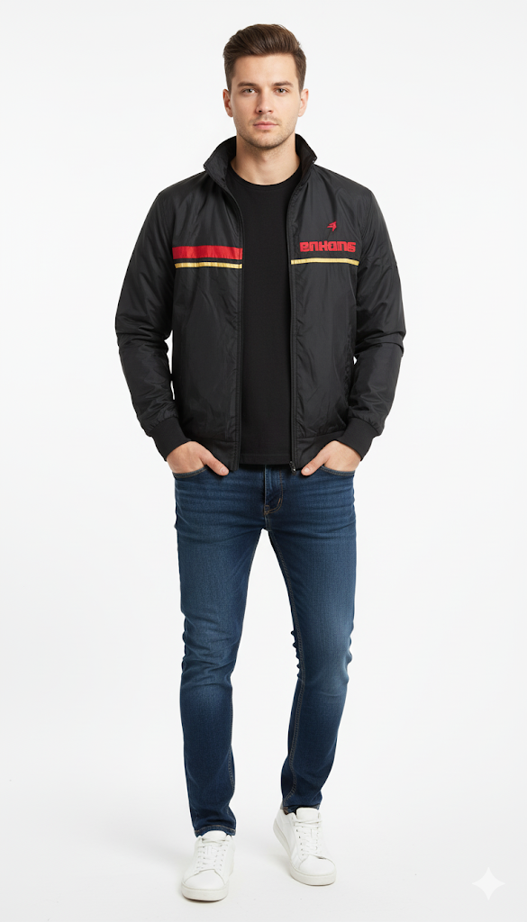 Black Racing Stripe Windbreaker