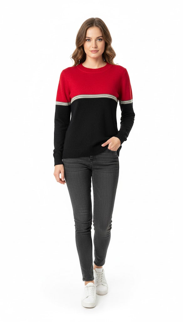 Athleisure Red & Black Panel Pullover