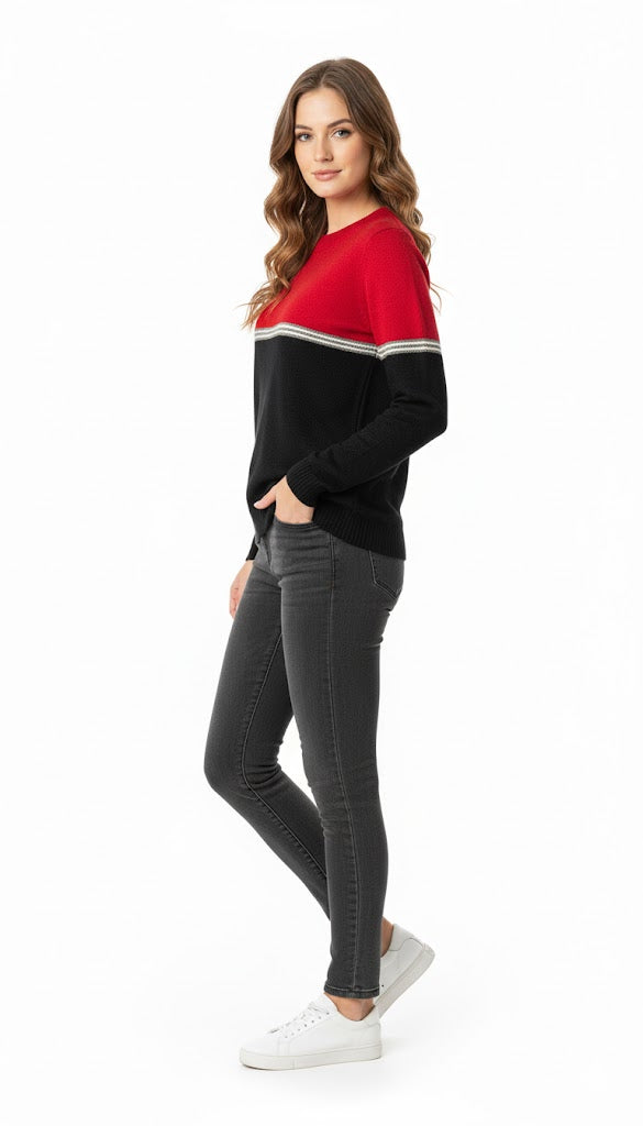 Athleisure Red & Black Panel Pullover