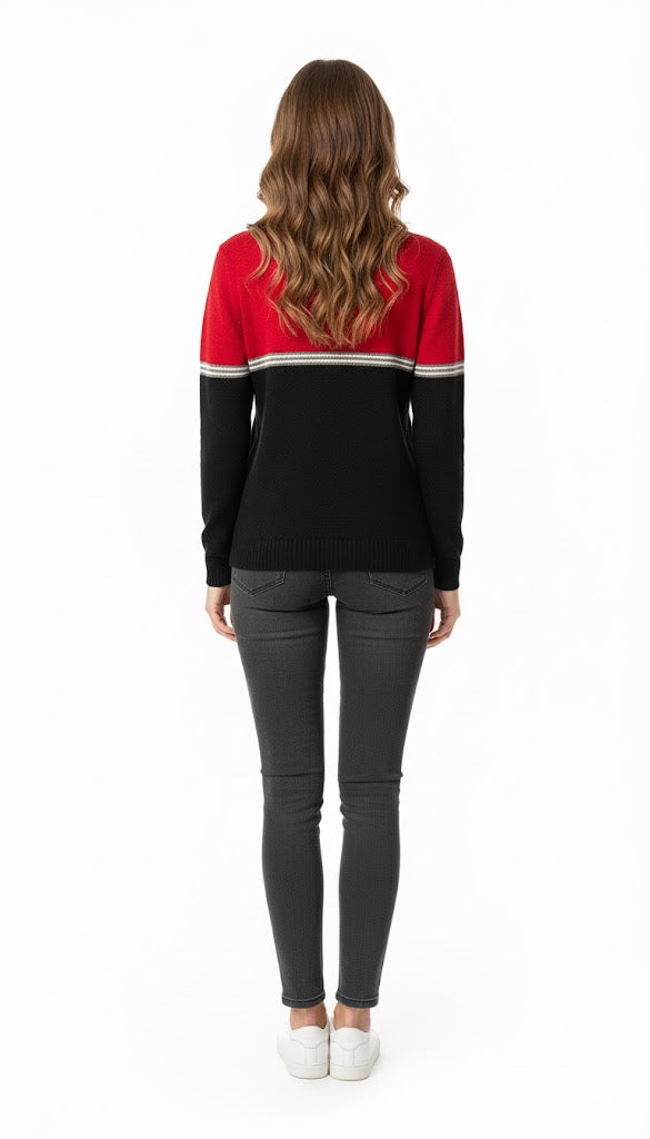 Athleisure Red & Black Panel Pullover