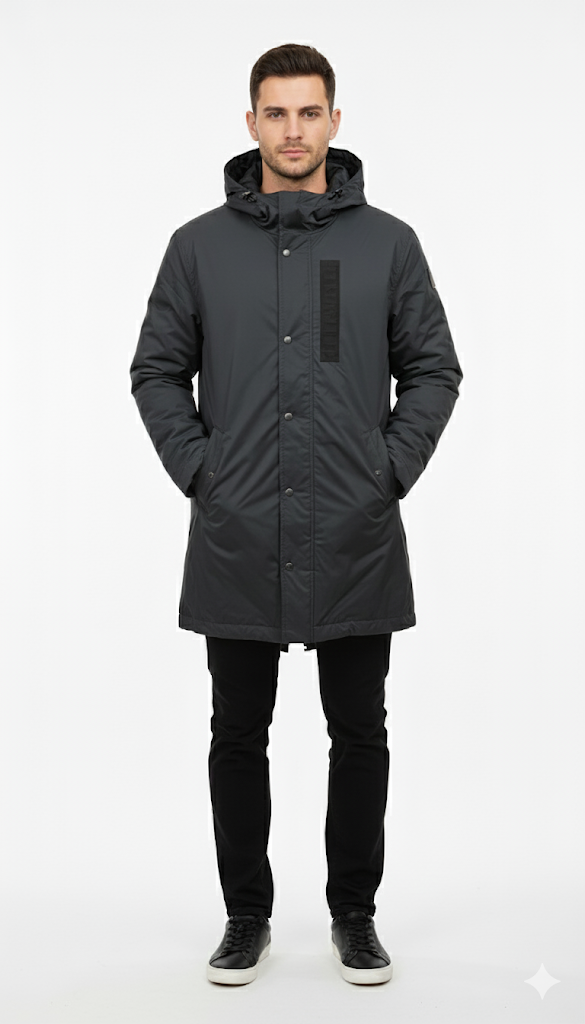 Slate Gray Mid-Length Parka