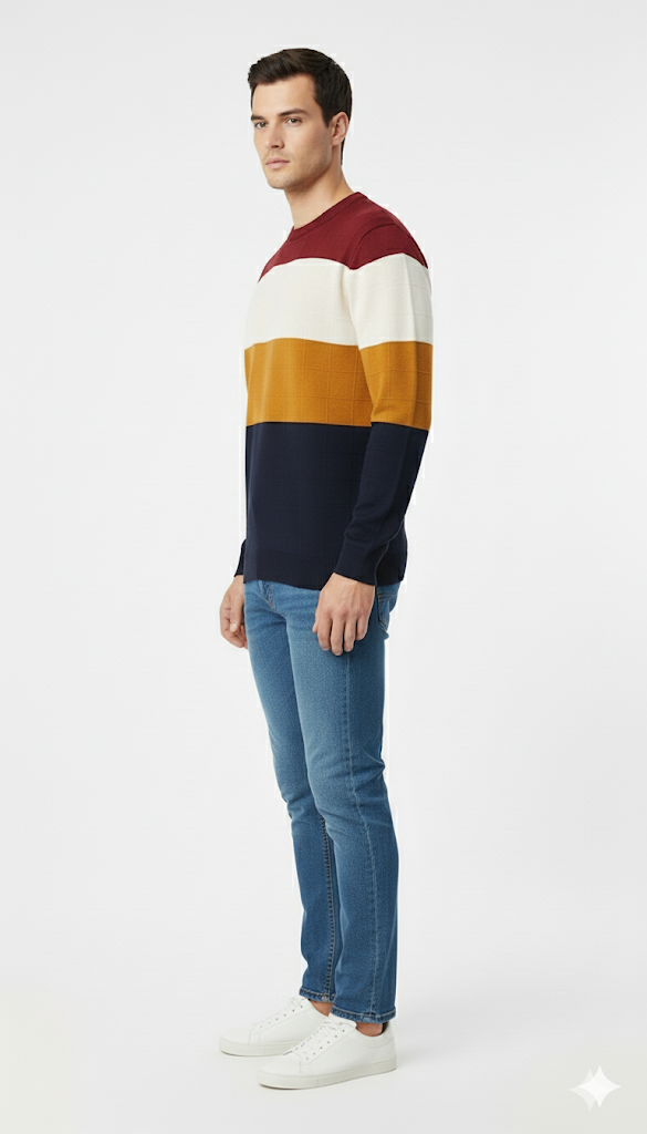 Two-Tone Fair Isle Crewneck Sweater