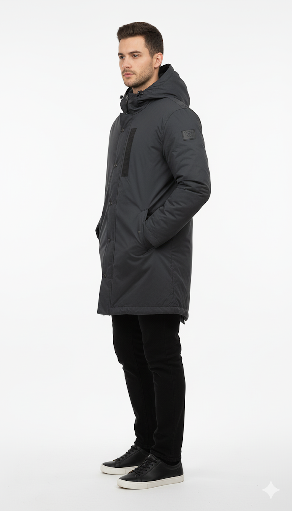 Slate Gray Mid-Length Parka