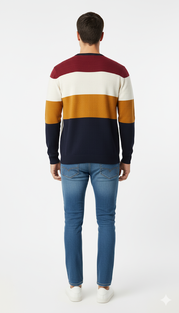 Two-Tone Fair Isle Crewneck Sweater