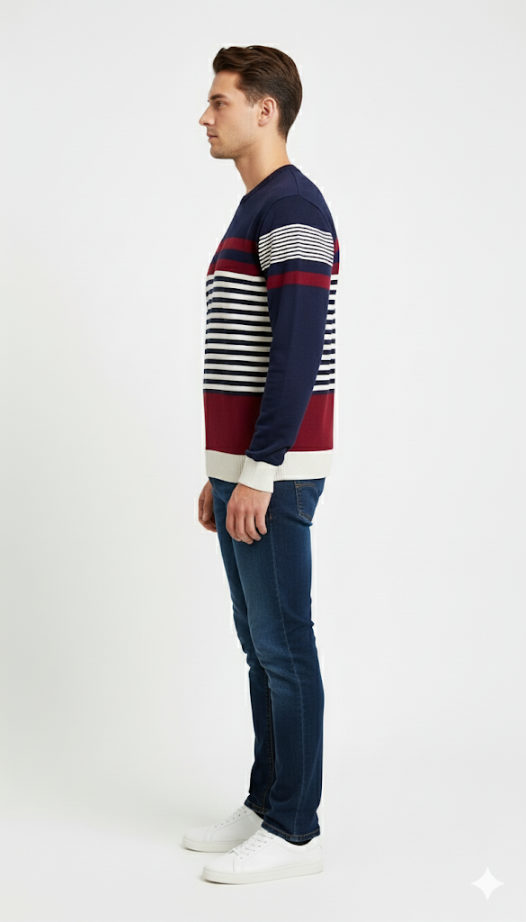 Horizontal Striped Fair Isle Sweatshirt