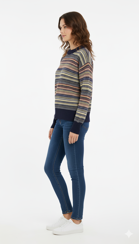 Women's Multi-Stripe Crewneck Sweater