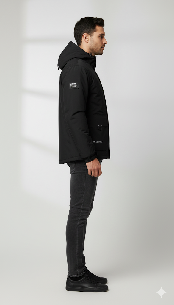 Men's Urban Utility Black Hooded Jacket
