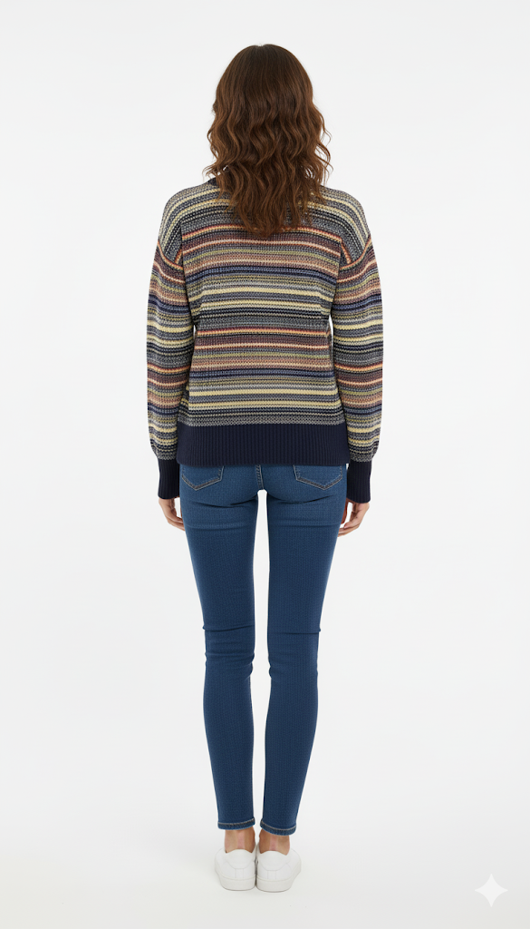 Women's Multi-Stripe Crewneck Sweater