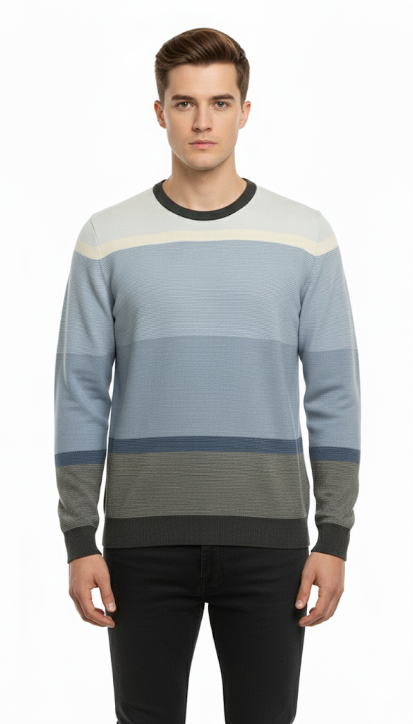 Men's Striped Crew Neck Sweater