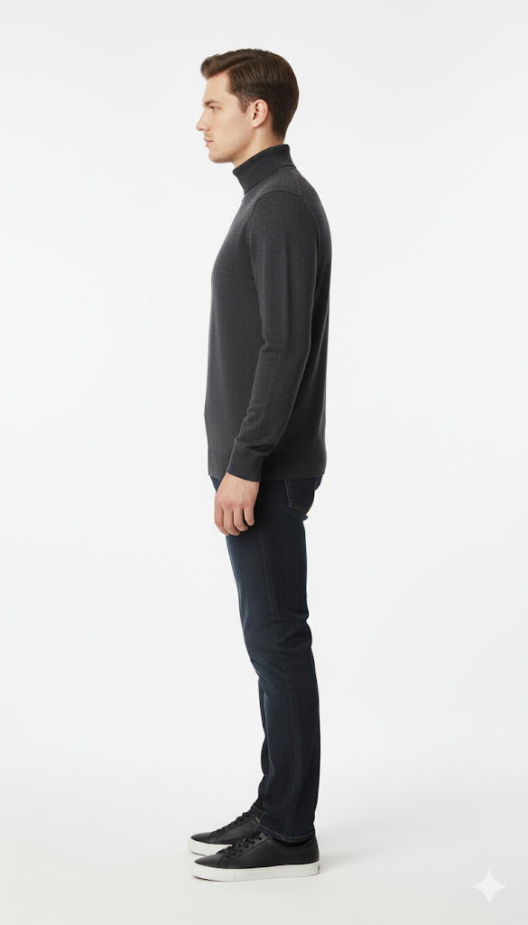 Men's Solid Grey Turtleneck Sweater