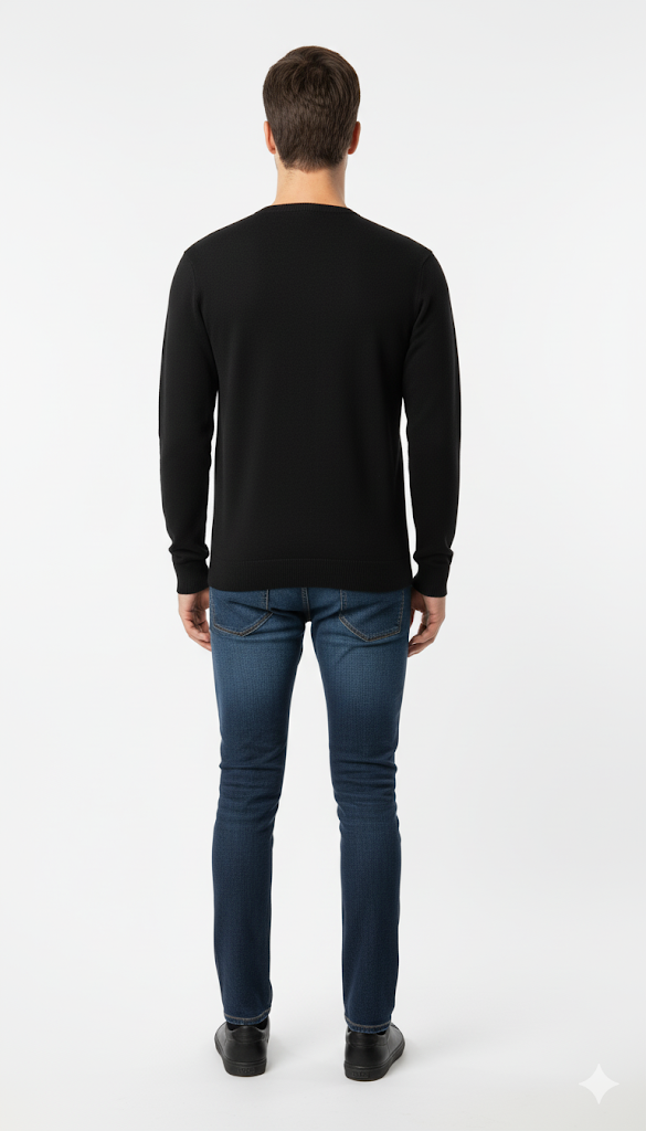 Men's Black Crew Neck Sweatshirt with "Travel" Graphic