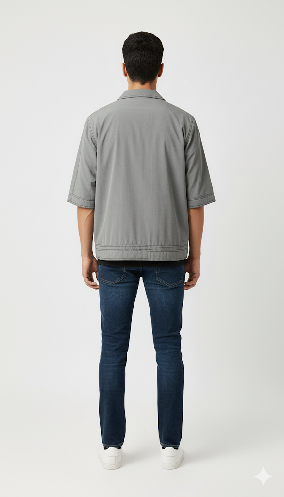 Gray Short-Sleeve Utility Jacket