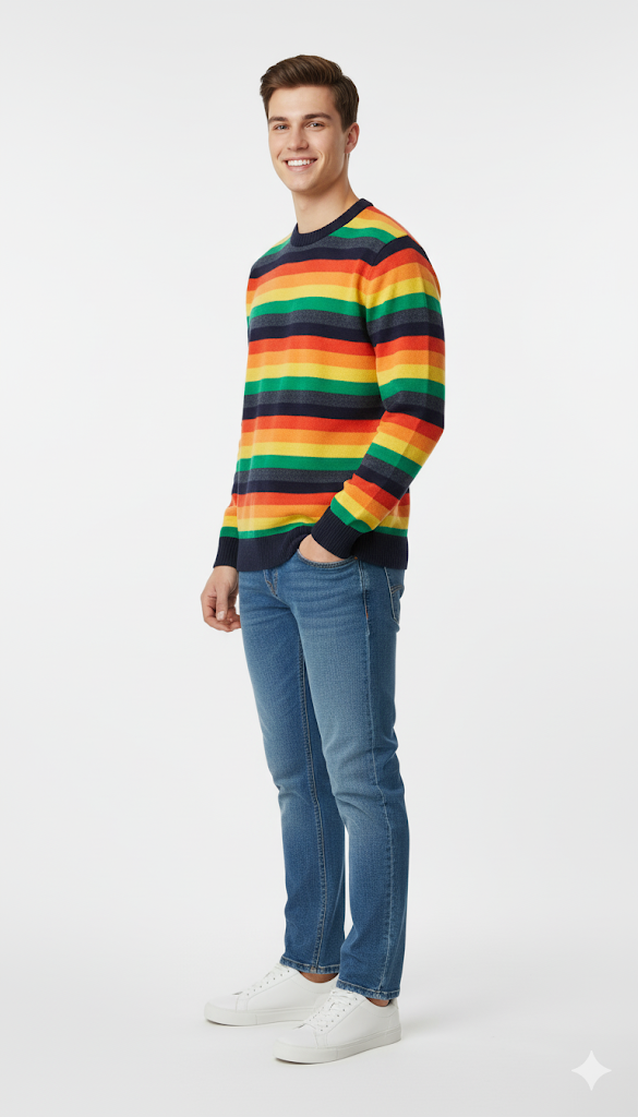 Retro Rainbow Stripe Crewneck