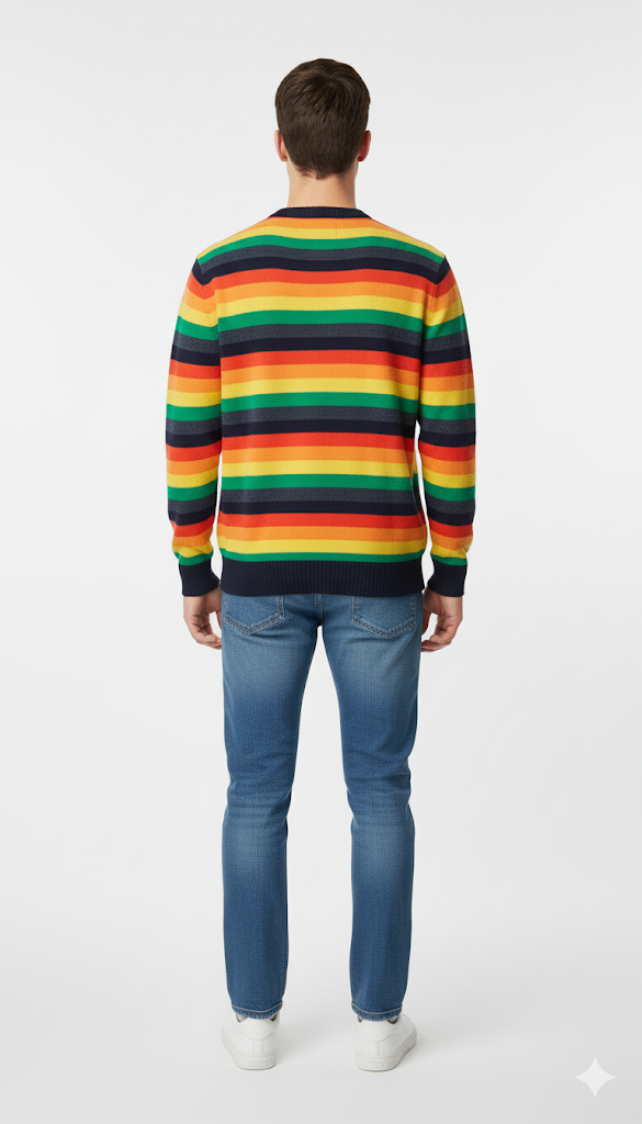 Retro Rainbow Stripe Crewneck