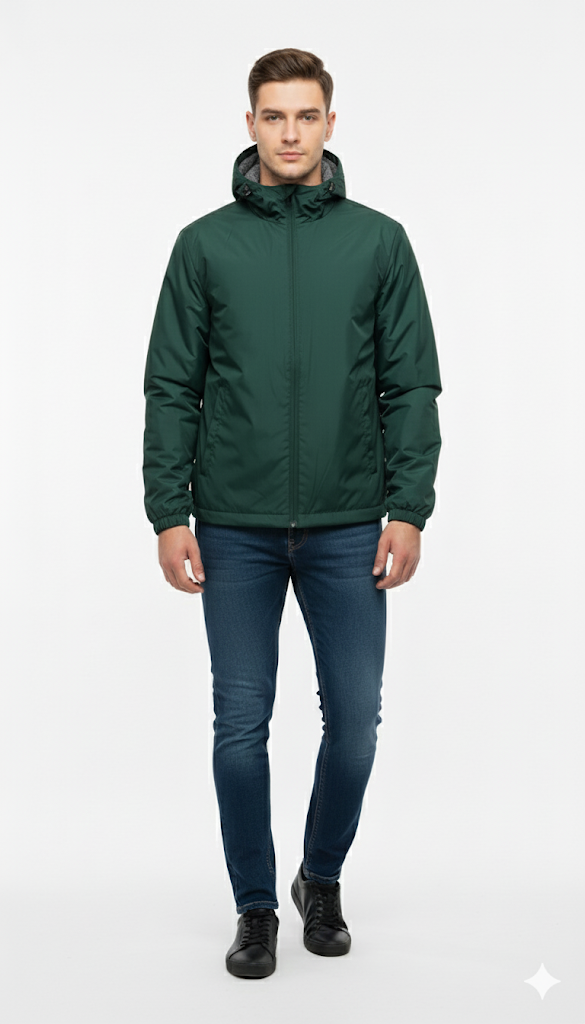 Forest Green Casual Hooded Jacket