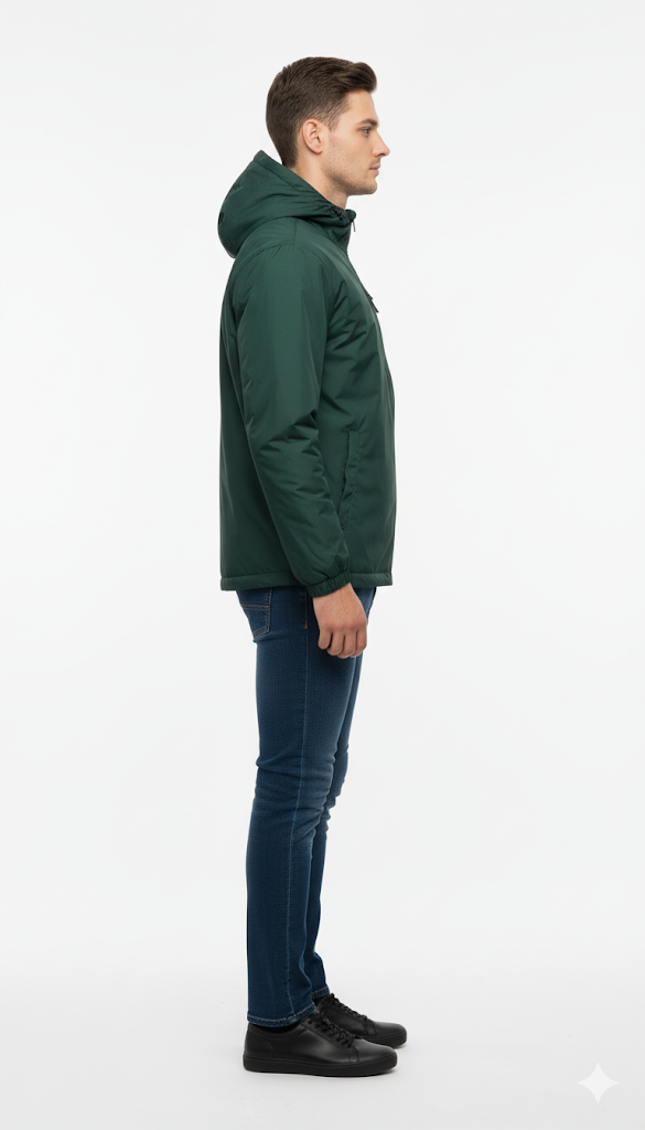 Forest Green Casual Hooded Jacket