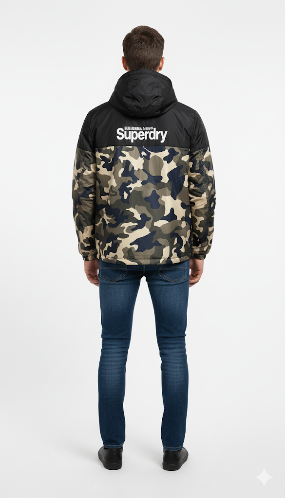 Superdry Camo and Black Windbreaker