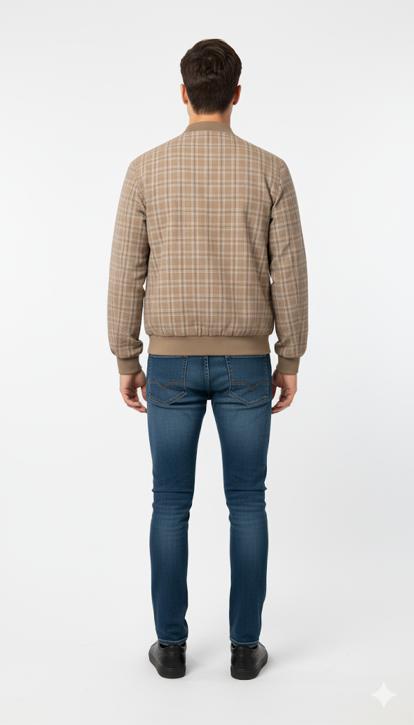 Plaid Tan Bomber Jacket