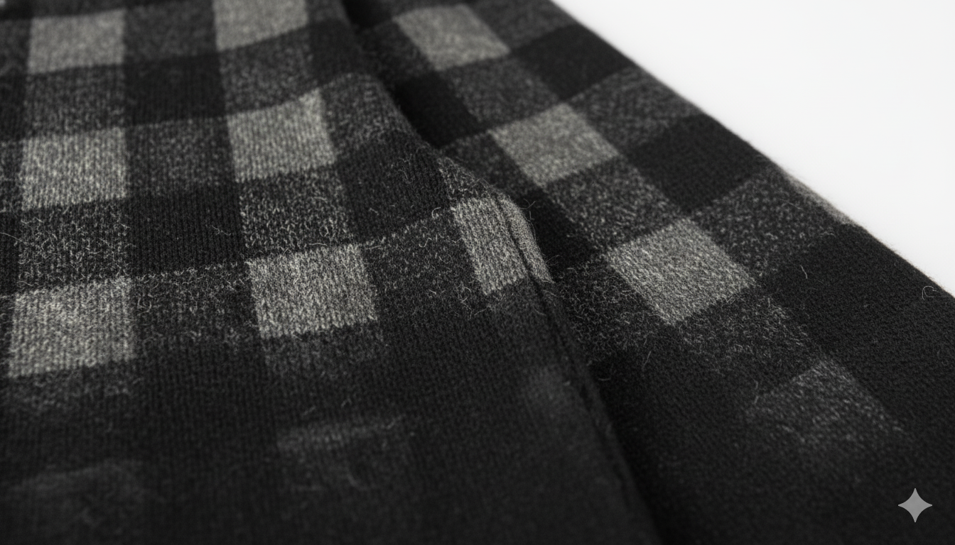 Men's Plaid Panel Crewneck Sweater - Black & Grey
