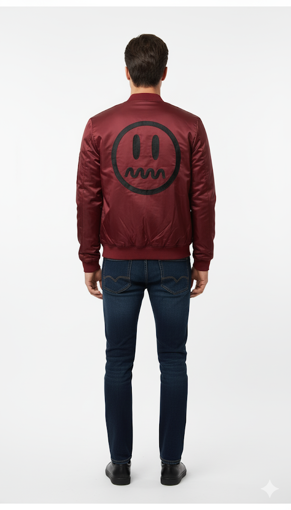 Burgundy Satin Bomber Jacket