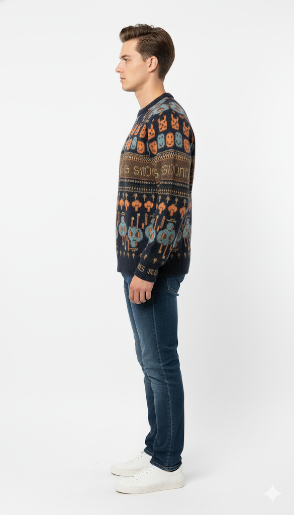 Navy and Orange Fair Isle Sweater