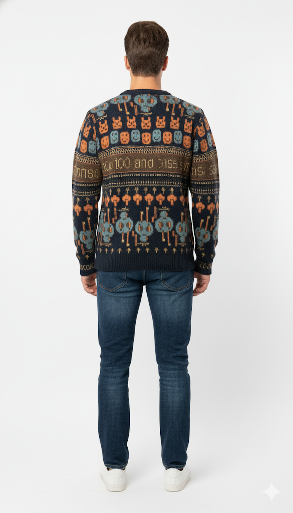 Navy and Orange Fair Isle Sweater