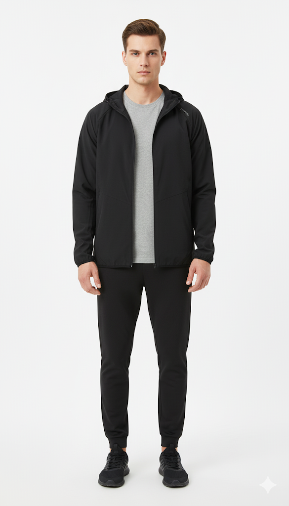 Black Minimalist Active Hoody