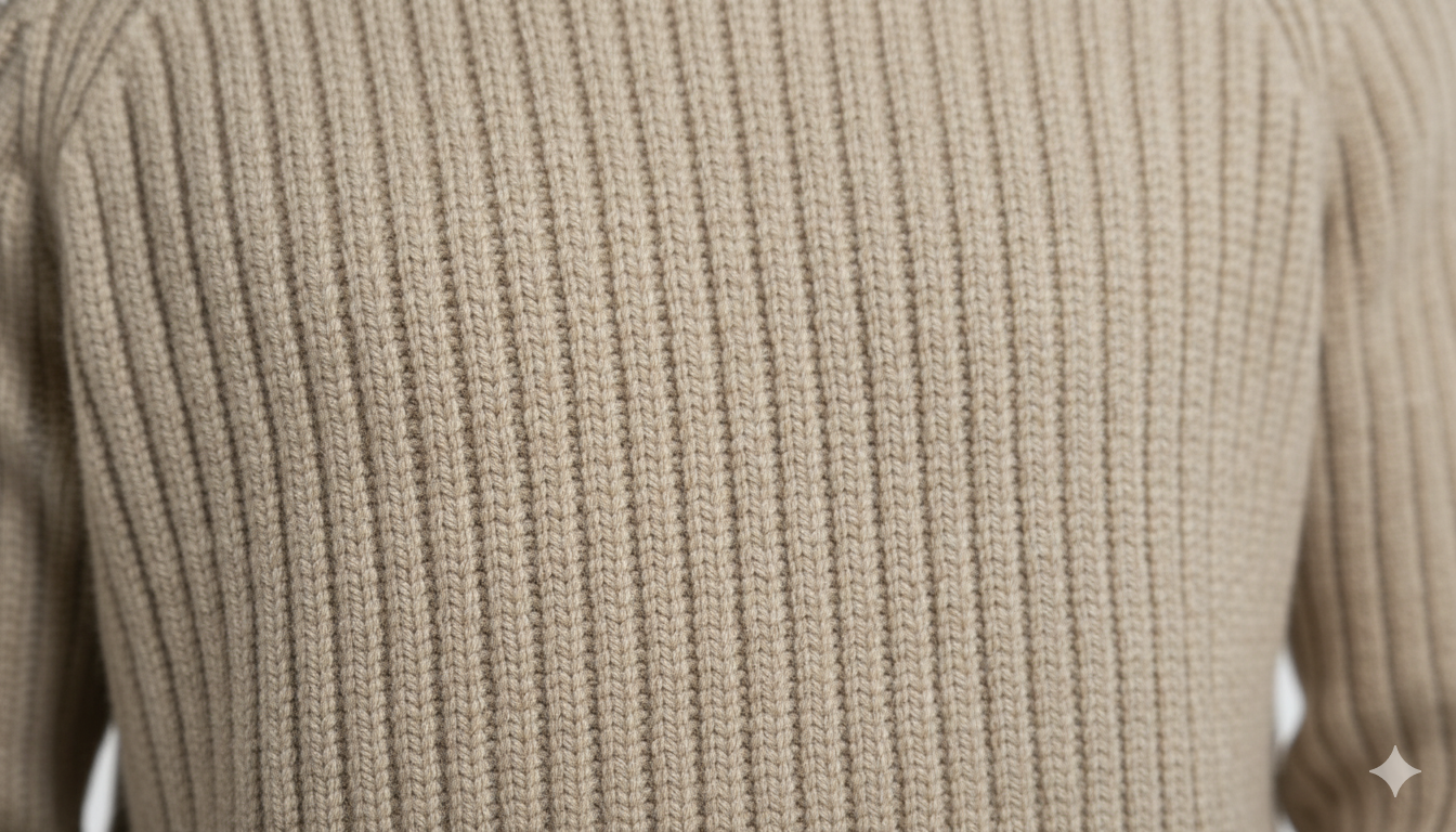 Men's Heavyweight Rib-Knit Mock Neck Sweater - Beige