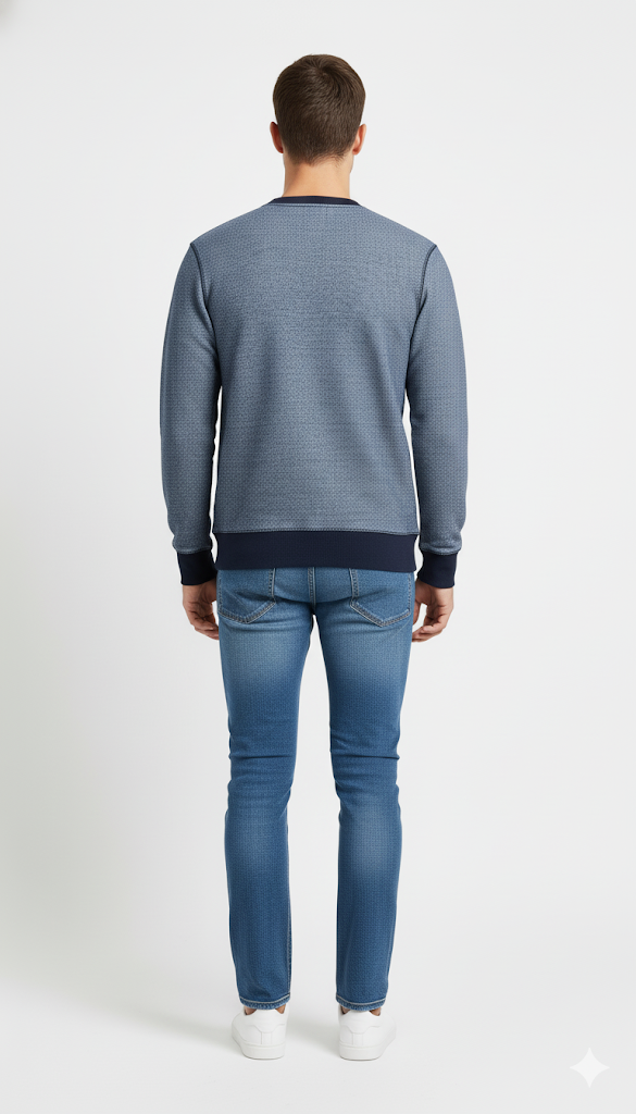 Men's Two-Tone Blue Knit Crewneck