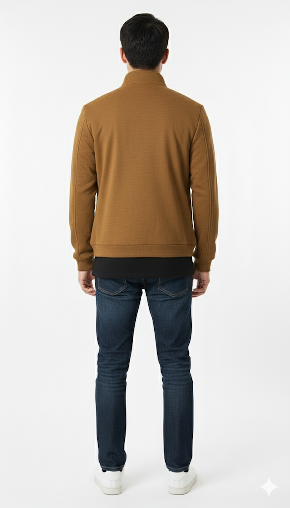 Tan Knit Moto-Inspired Jacket