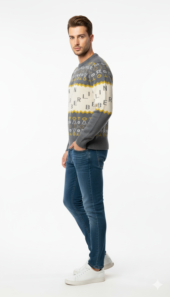 "Berlin" Patterned Crew Neck Sweater