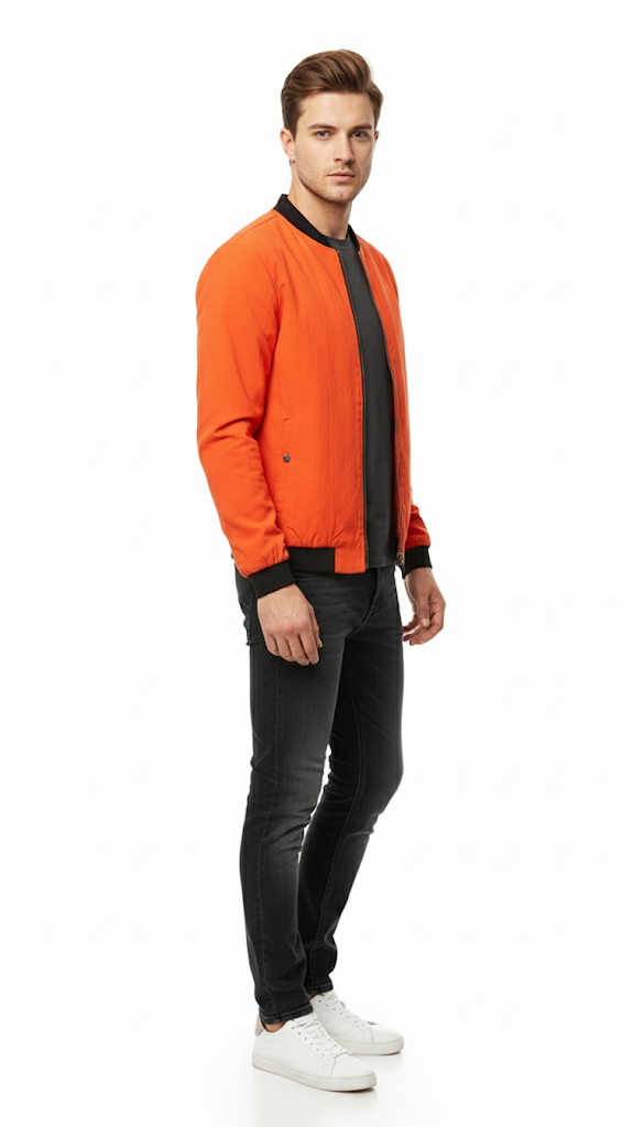 Bright Orange Contrast Bomber