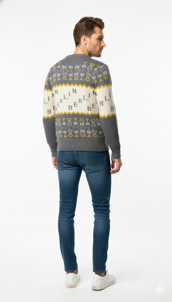 "Berlin" Patterned Crew Neck Sweater