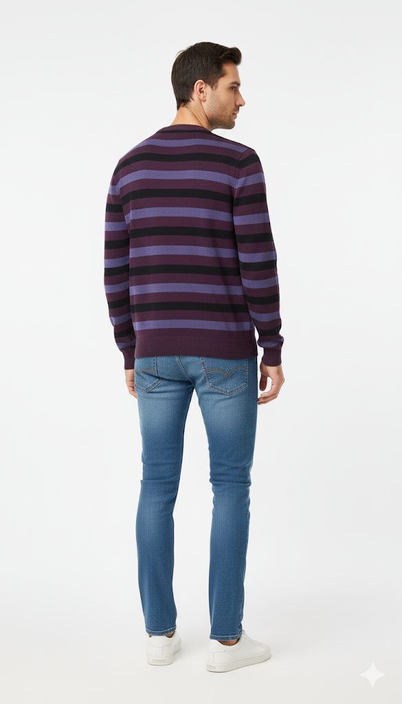 Multi-Tonal Striped Knit Sweater