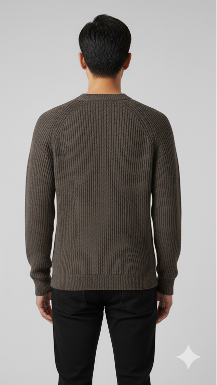 Men's Rib-Knit Raglan Sleeve Sweater - Taupe Brown