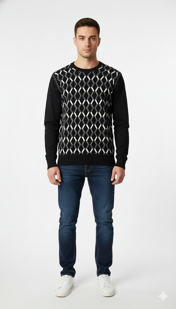 Modern Geometric Knit Sweatshirt