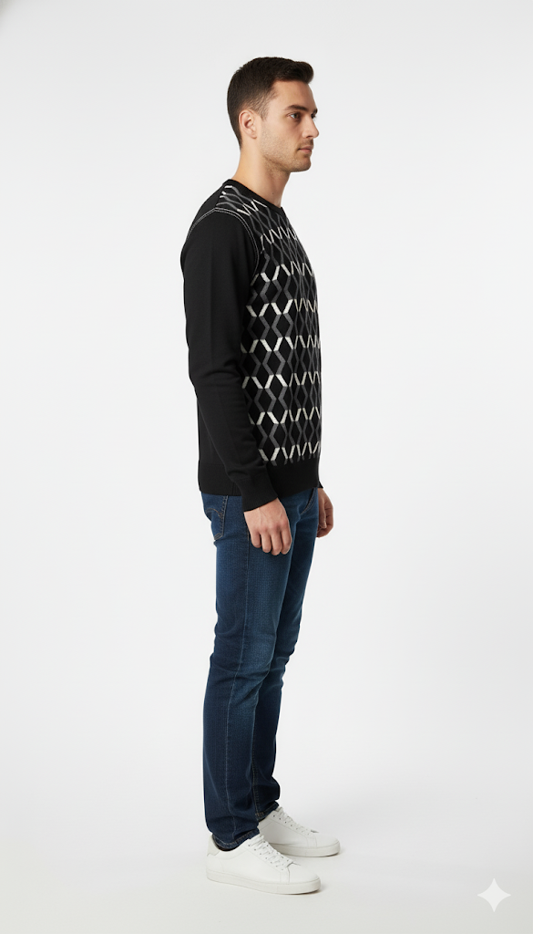 Modern Geometric Knit Sweatshirt