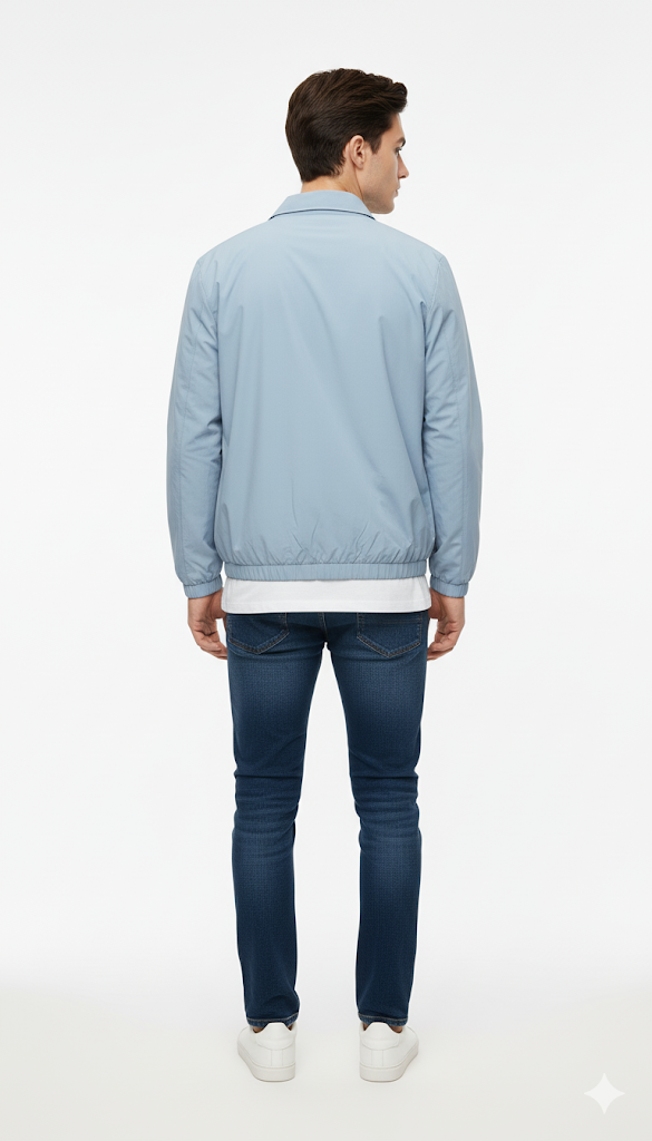 Light Blue Minimalist Bomber