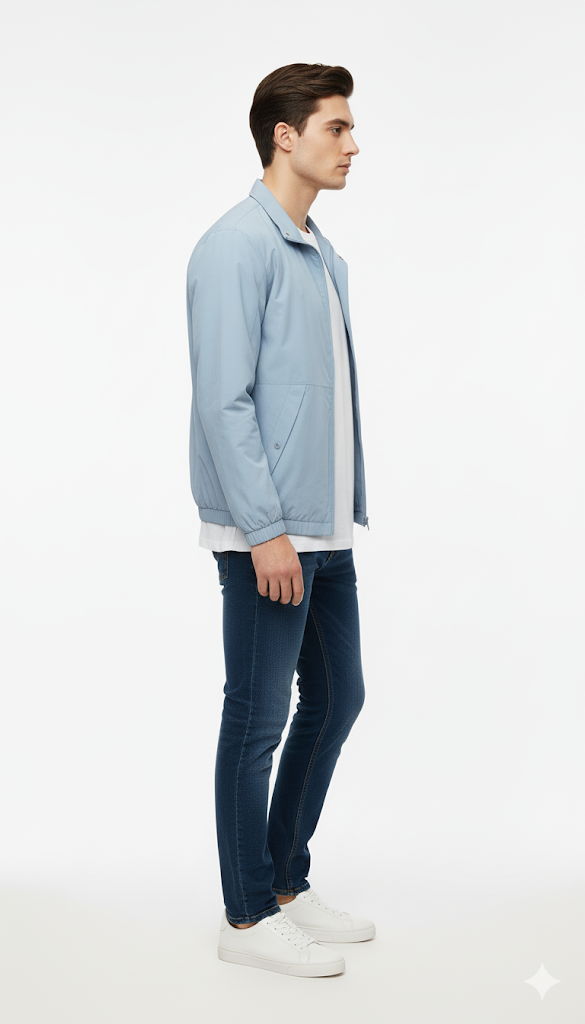 Light Blue Minimalist Bomber