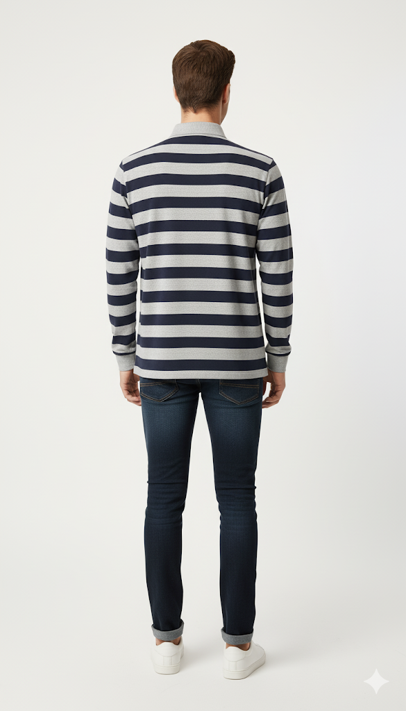 Classic Striped Long-Sleeve Polo
