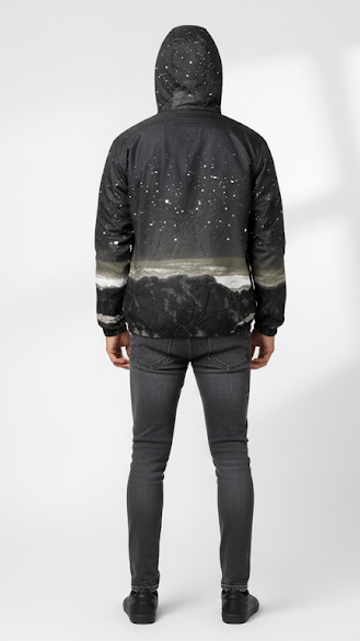 Starry Night Landscape Bomber Jacket