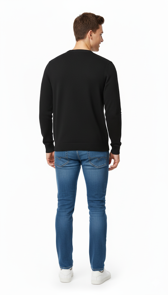 Black Logo Print Crewneck