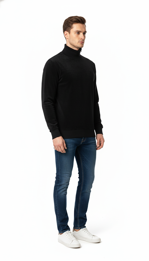 Classic Black Turtleneck Sweatshirt