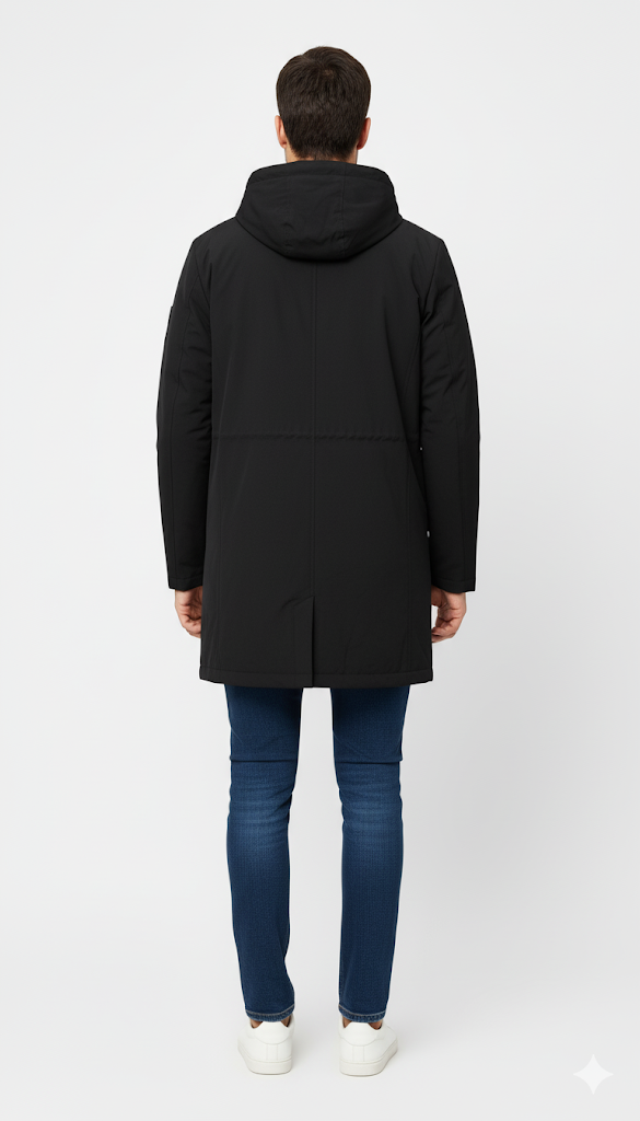 Black Mid-Length Technical Parka