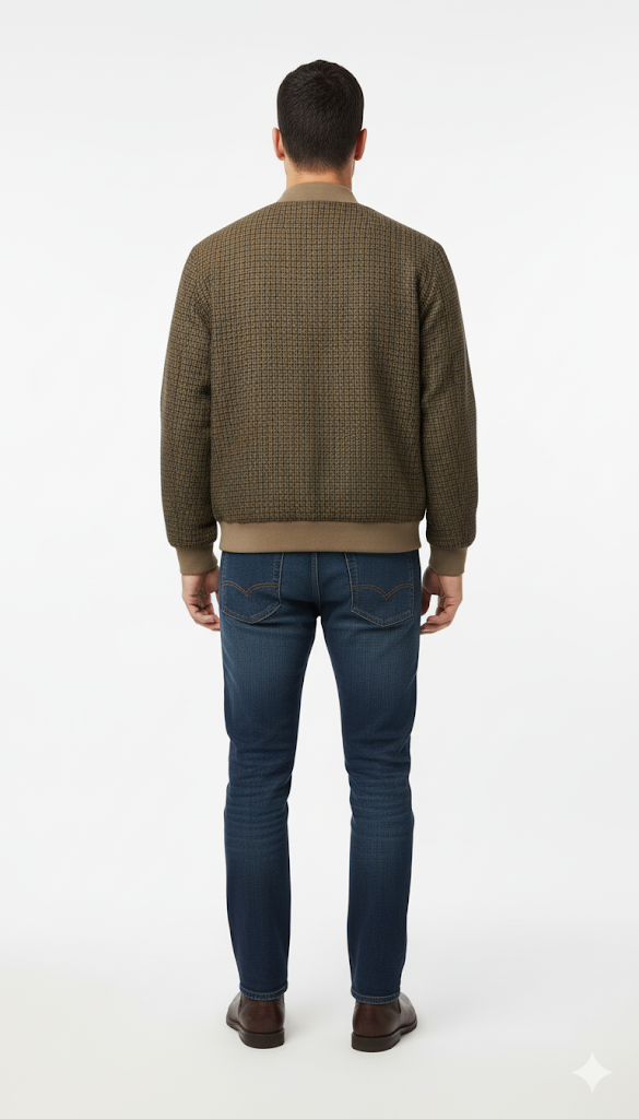 Green Textured Bomber Jacket