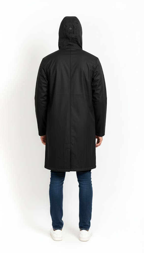 Modern Black Long Raincoat